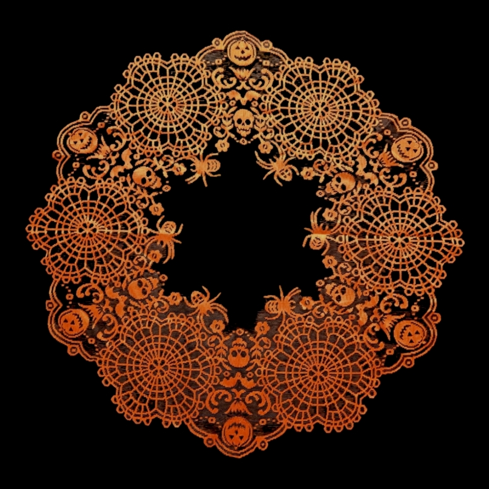 NWOT Set of (2) Oversized Halloween Pumpkin Lace Doilies